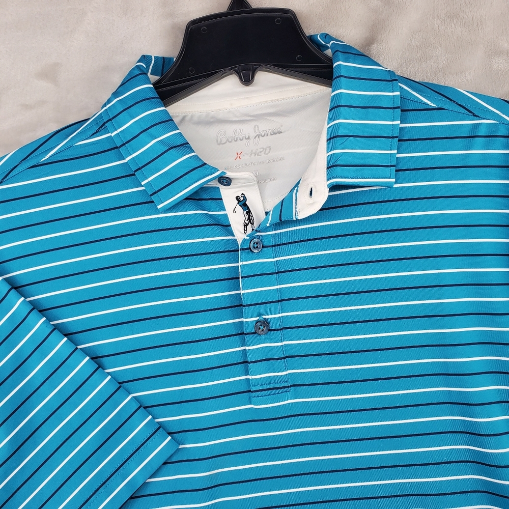 Bobby Jones Golf X-h20 Performance Polo Mens Size Xl Blue Wicking Stretch